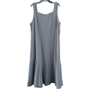 OH MY GAUZE! Gray Linen Blend Midi Dress Tank Straps Casual Size 2 L